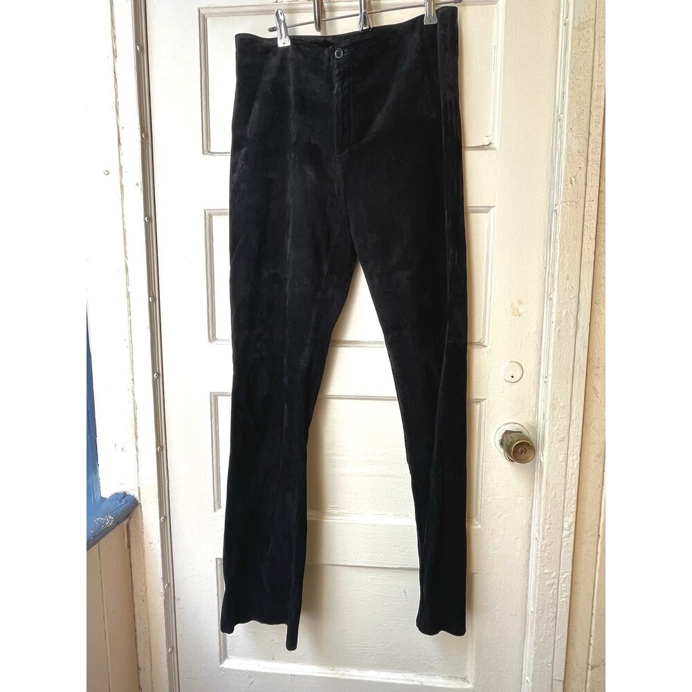 Y2K Black Suede Leather Pants 10 Dark Country Western Cowgirl Biker Western Goth